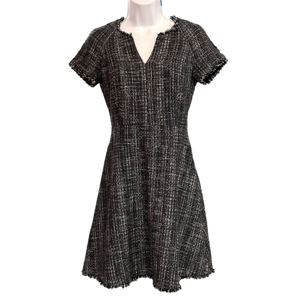 Banana Republic Blue Tweed Fringe Mini Dress